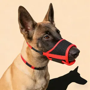 Dog Muzzle,Soft Nylon Muzzle Anti Biting Barking Chewing,Air Mesh Breathable Drinkable Adjustable Loop Pets Muzzle for Small Medium Large Dogs 4 Colors 4 Sizes﻿
