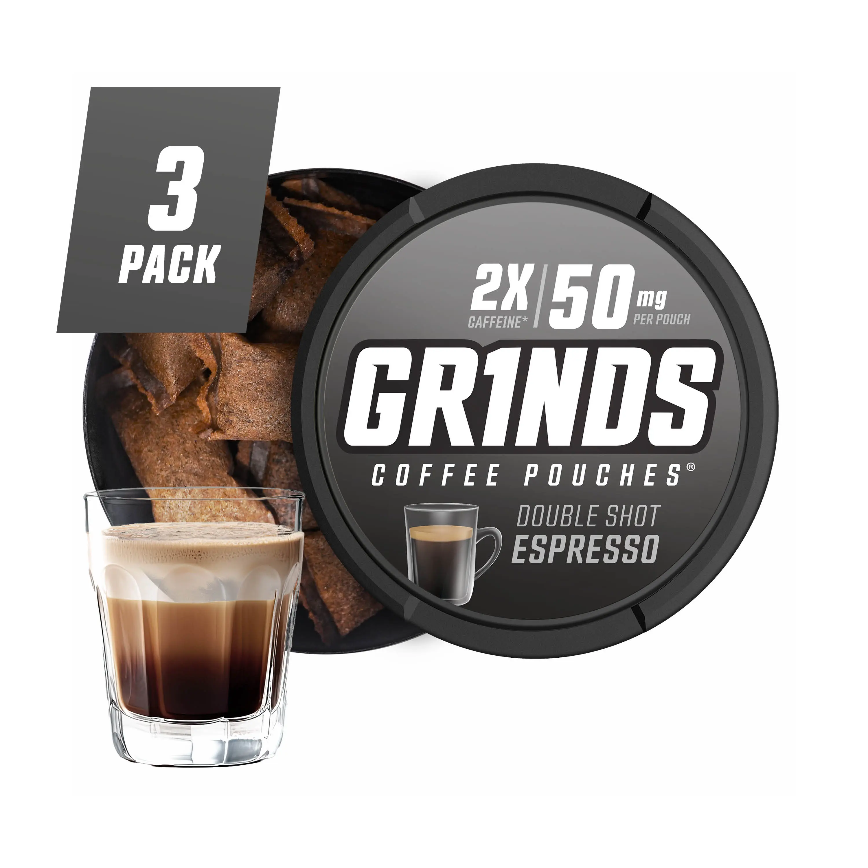 Grinds Coffee Pouches - Double Shot Espresso (3 Pack)