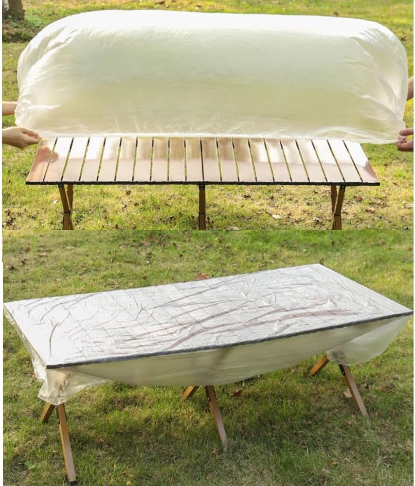 10PCS Disposable Plastic Table Cover ,Clear Elastic Edge Tablecloth Protector, Waterproof for Dining, Parties, Picnics, Camping, Easy Cleanup for Round or Rectangle Tables