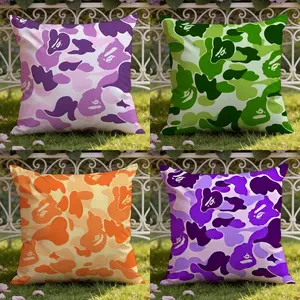 fashion cratoon A Bathing Ape Cushion Cover Ultra-Soft Reversible Plush Pillow Cover Perfect for Car Rides Sofa Lounging Bedroom Relaxation Heartfelt Gift for Family & Friends