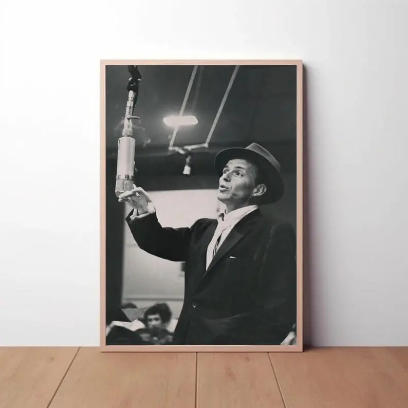 Frank Sinatra Black and White Photo Poster Vintage Music Art Print