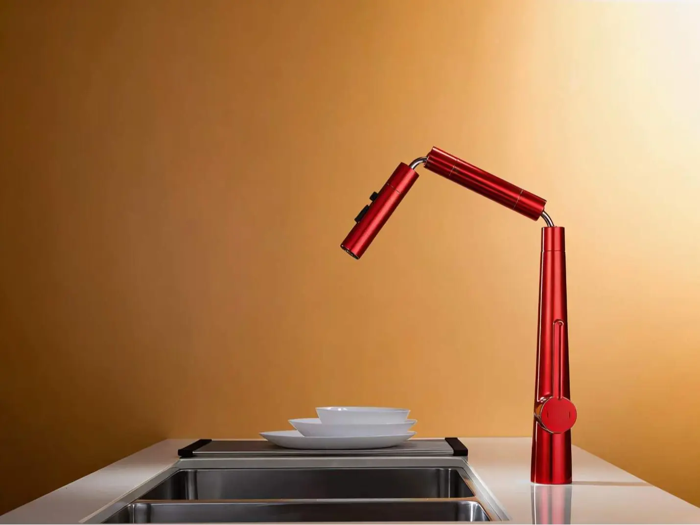 AIM 3-Section Stainless Steel Kitchen Faucet, Modern Pull-Out Sink Faucet with Flexible Rotation