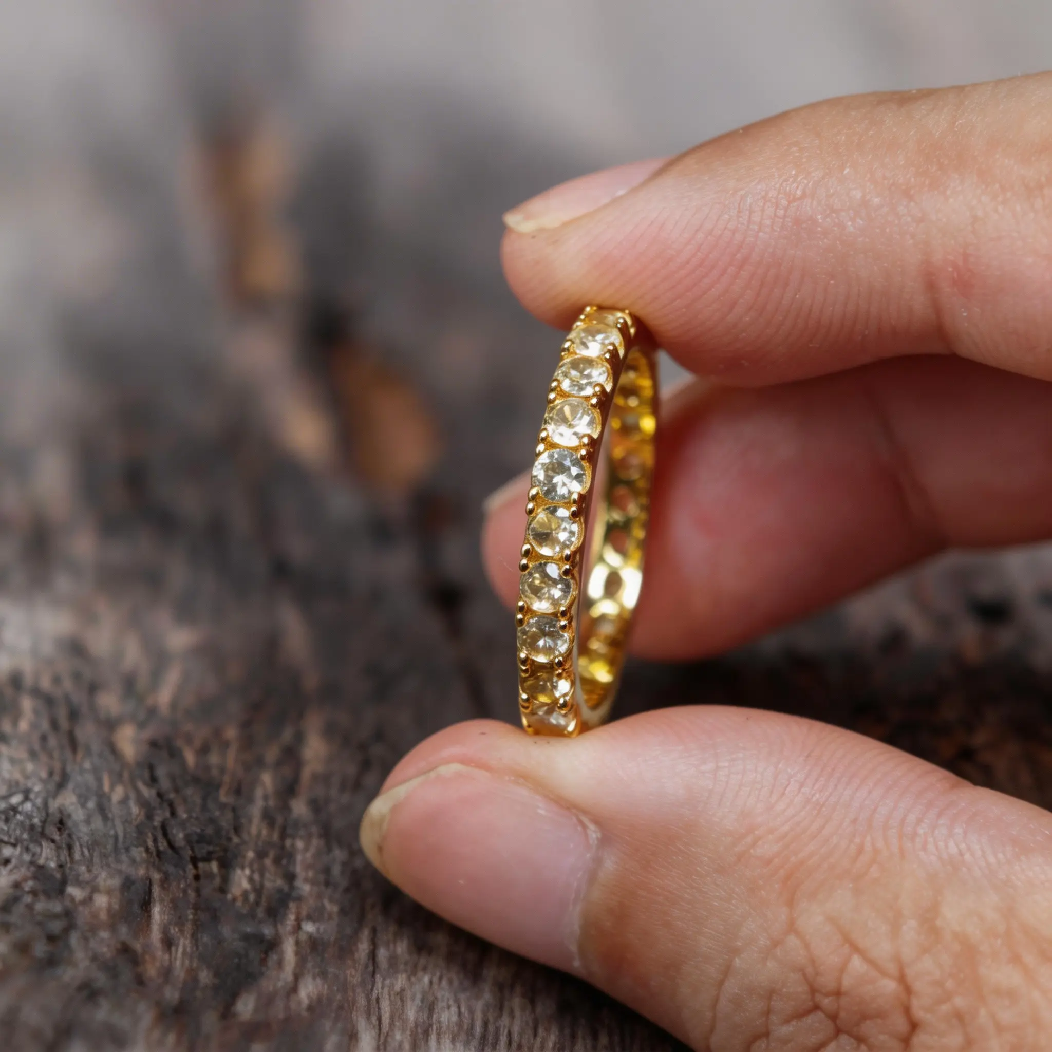 Women's Elegant Fashion Ring - November Birthstone Citrine Jewelry with Metal Coating, Row-Set Sparkling Stones, Ideal for Daily Wear & Gifting, Fashion Rings