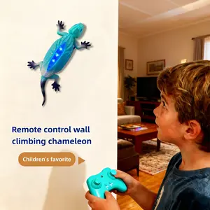Blue remote-controlled chameleon，rechargeable remote-controlled robot toy  fun remote-controlled toy for children, can climb walls and rotate 360°, birthday gift ，animal toy, fun indoor toy, party toy,  family entertainment, Christmas gift，3-6 year