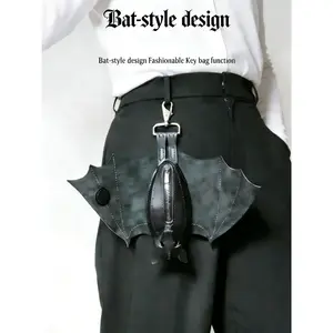 Hand made Leather Bat Coin Purse Keychain, Stylish Leather Design, Durable & Functional Accessory, Perfect Gift Idea for Him Her, Portable Keychain
