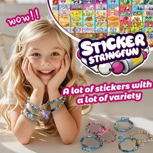 Wearable sticker DIY bracelet set, including 80 mini sticker beads, sticker book, bracelet headband, hairpin, DlY accessories, which can be attached to cups, pens, mobile phone cases, suitable for gifts for little girls and adult women