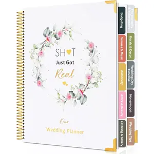Wedding Planner Book and Organizer-196 Pages Bridal Wedding Planning Book with Sticker Checklists and Calendars for Bride To Be,  Engagement Gifts for Newly Engaged Couples