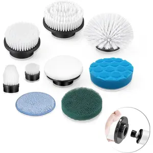 8 in 1 Electric Spin Scrubber Replacement Cleaning Brush Heads, Fit ANS-8051A/8050 Power Shower Scrubber, For Household Heavy Oil Pollution Cleaning, Black