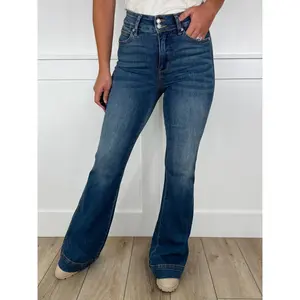 Judy Blue Rory Tummy Control High Rise Double Button Flare Medium Wash Jeans - 2 options!