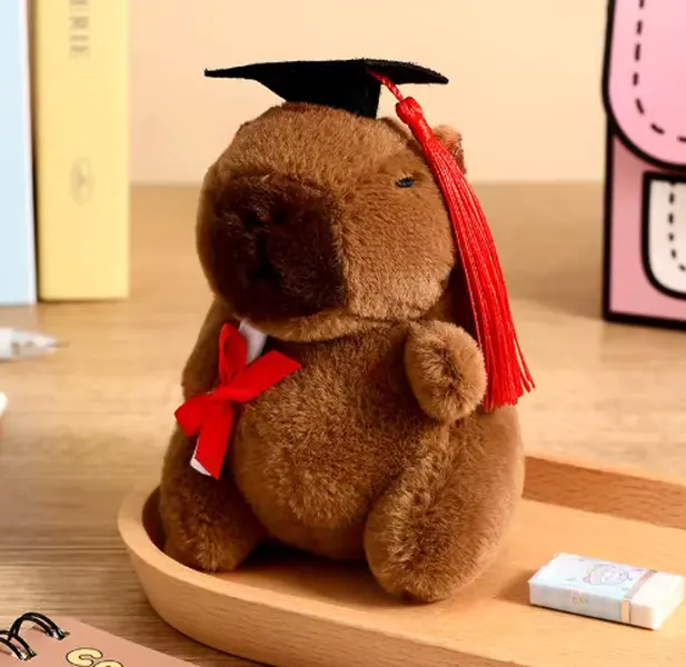 Graduation Themed Capybara Keychain Gift Adorable Plush Capybara with Fun Graduation Theme Soft Playful Accessory for Keys Backpacks Purses and Tote Bags
