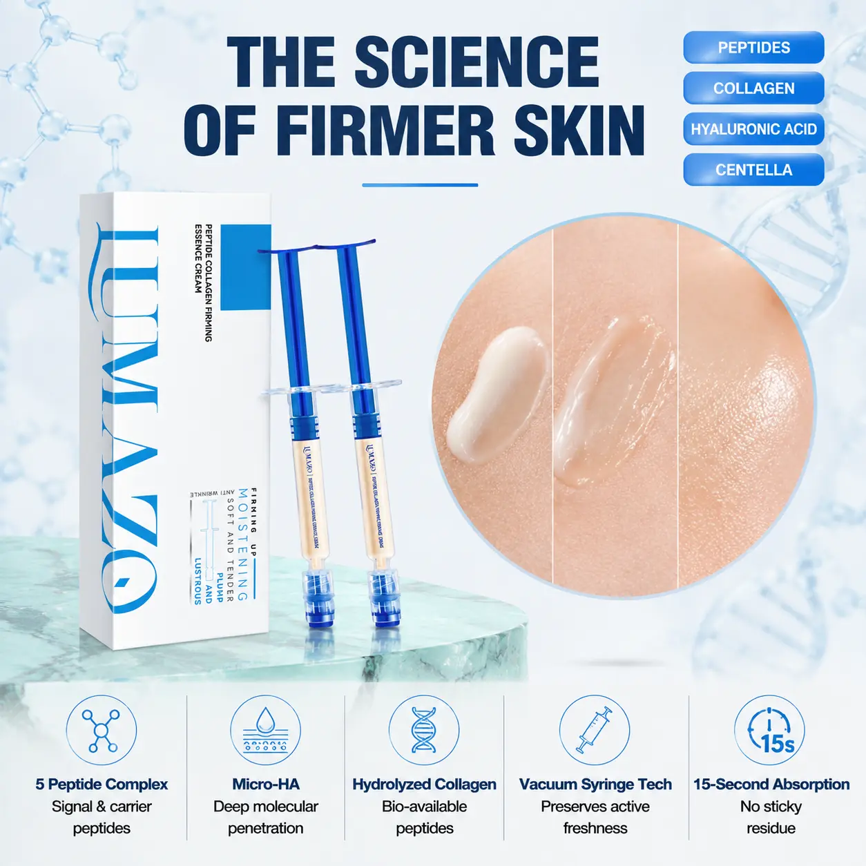 LUMAZO Polypeptide Collagen Elastic Essence Cream - Low-Irritating Firm Lift Serum, Moisturizer for Hydrating, Skin Repair (Festive & Home Supplies Party Bag Gift Addition), Sensitive Skin