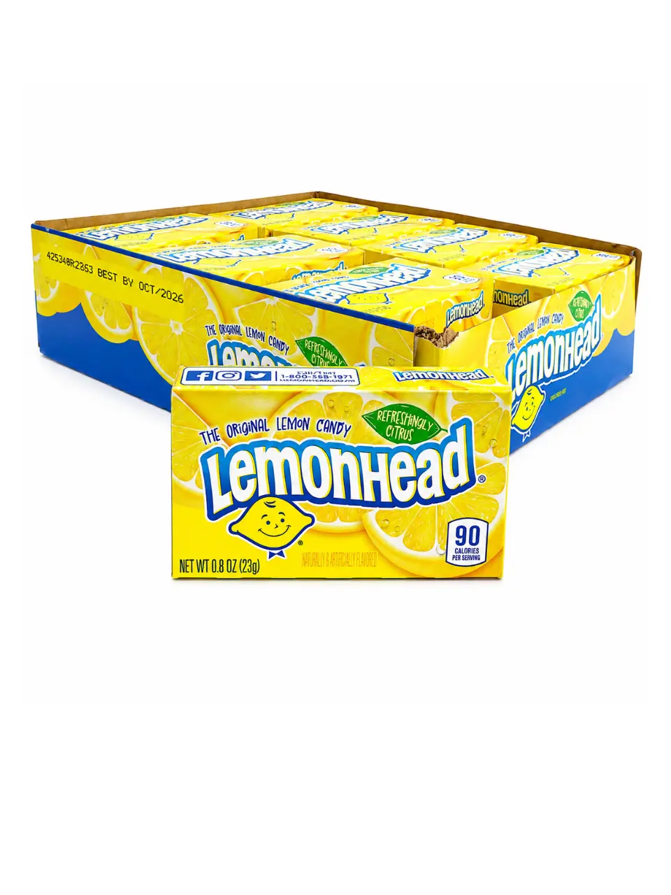 Lemonhead Candy 0.8 oz Boxes | Original Lemon Candy | Sweet & Tart Citrus Candy | NYC Bodega Favorite | 12 Pack or 24 Pack | NY Snack Pantry