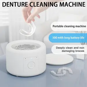 Portable Automatic Denture Cleaner, USB Rechargeable High Frequency Vibration Cleaning Machine, Deep Cleaning Machine for Braces, Dental Braces, Teeth braces, Dentures, Mouth Guard
