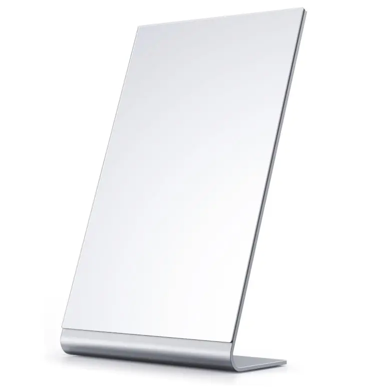 Modern Makeup Mirror, 12" Length Aluminum Desk Mirror, Vanity Mirror for Counter, Bedroom, Bathroom, Dorm