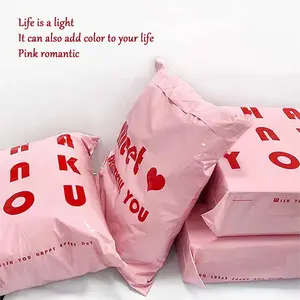 100 pcs Pink Heart Waterproof Self-Adhesive Courier Bags, Poly mailers, Love pattern express bag, packaging bag - green, Durable Mail Packaging Solution, Easy Sealing, Ideal for Holiday Gift, Clothing Jewelry Shoes Socks