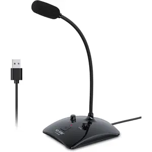 M-750 USB Gooseneck Conference Microphone, 360? Omnidirectional Desktop Mic with  Audio Card, Built-in Echo Cancellation & Volume Control, Plug and Play for Meeting/Church/Lecture Hall