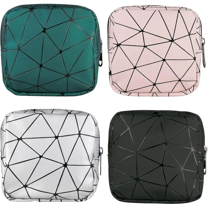 Sanitary Napkin Storage Bags 4 Pcs Menstrual Cup Pouches Nursing Pad Holder Tampon Bags Portable Period Kit Bag Feminine Product Pouch for Girls for Pads and Tampons with Zipper-L