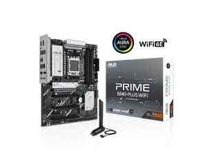 ASUS PRIME B840-PLUS WIFI AMD AM5 B840 ATX motherboard, Advanced AI Ready, DDR5, PCIe 4.0, 3x M.2, Wi-Fi 6E, 2.5Gb LAN, DisplayPort, HDMI, USB 10Gbps Type-A & Type-C, BIOS FlashBack, Aura Sync RGB