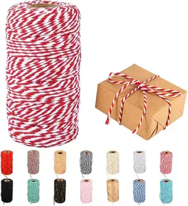 Cotton Twine, 328 Feet Red & White - Craft & Wedding Decor, Butchers & Christmas Wrapping String