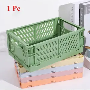 1 Pc Desktop Foldable Storage Box, Student Stationery Shelf, Miscellaneous Cosmetics Storage Basket, Stackable Kitchen Miscellaneous Storage Box, Plastic Storage Organizer, Organizing Bins