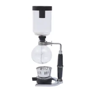 Siphon Coffee Maker Glass Stainless Steel Alcohol Lamp 360ml Vacuum Coffee Brewer Set with Stirring Stick Spoon for Home Cafe