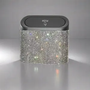 Sparkling Rhinestone Car Trash Can - Portable Mini Bling Bin for Auto Seat/Door! Car Accessories Women, Girls' Accessory with Shiny Stones, Fits Car, Office, Kitchen & Home. Universal, Cute & Practical. Perfect Girls' Holiday Gift