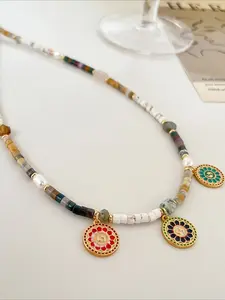 Reincarnation New Chinese Style Vintage Natural Stone Crystal Beaded Necklace Elegant Freshwater Pearl Collarbone Chain