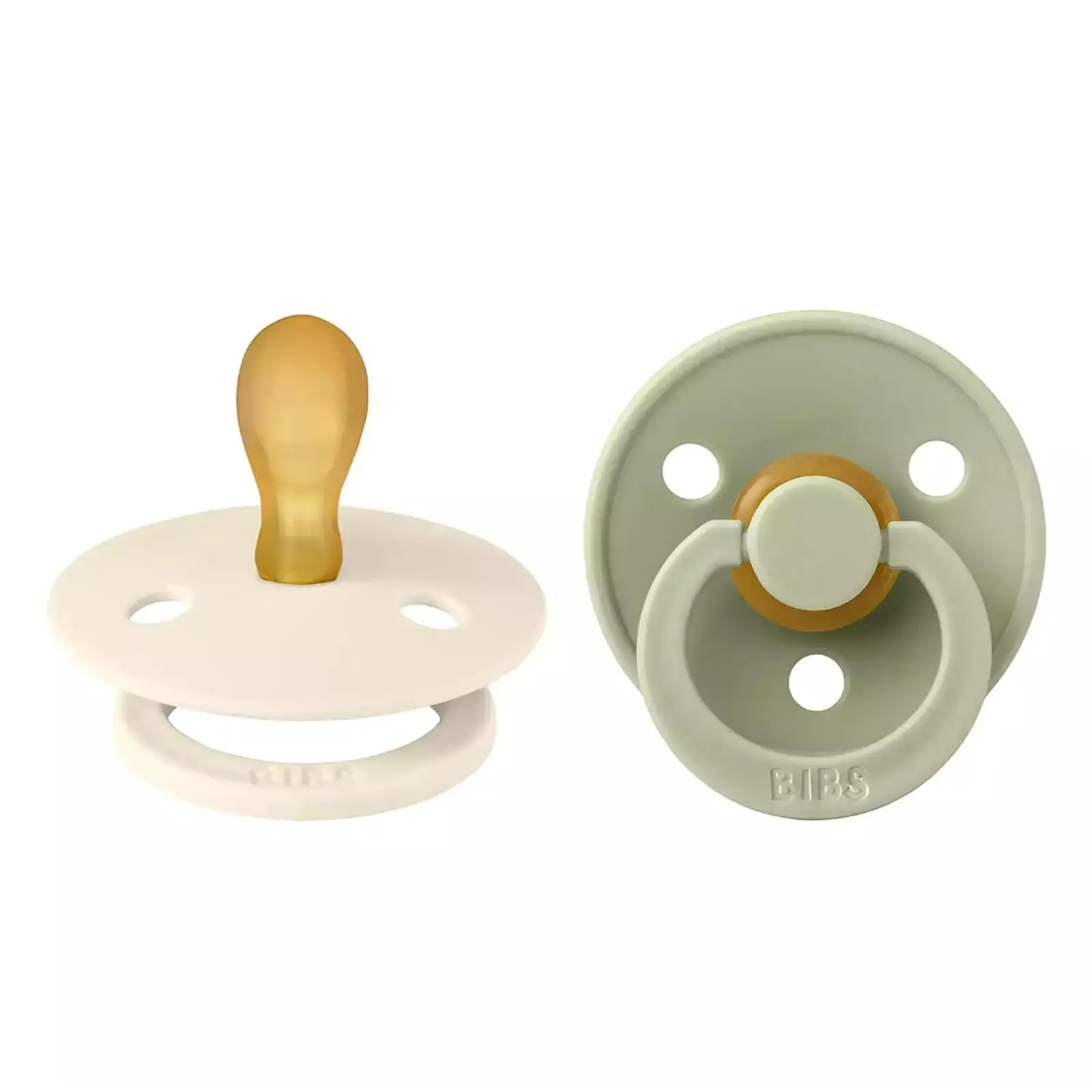 Pacifiers Colour Collection | Natural Rubber Baby Pacifier | Round Nipple | Set of 2 BPA-Free Soothers | Made in Denmark | 0+ Months (Pack of 2) | Sage/Ivory | Natural Rubber Latex | Size 1 | BPA-Free | Made in Denmark | High Nipple Acceptance | Air