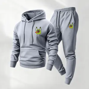 Men's Cartoon Monster Print Hoodie and Drawstring Sweatpants Set, Menswear, Casual Athletic Long Sleeve Hooded Jacket & Trousers for Fall & Winter, Men's Clothing for Daily Wear, Sportswear Indoor Outdoor, Tracksuit, Athleisure Summer Clothes