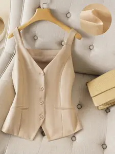 Strapless Short Vest for Women, Lightweight Fashionable Commuter Top, Spring Summer Outerwear, Single Layer Dressing