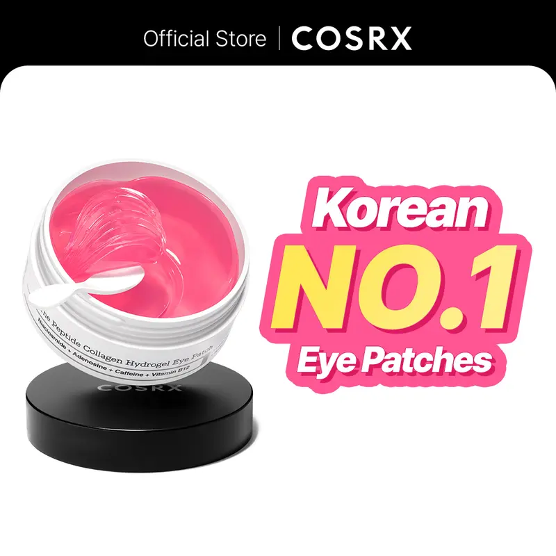 COSRX The Peptide Collagen Hydrogel Eye Patch 60 Patches Reduce Puffiness Hydrate Under-Eye Bags in 10 Minutes