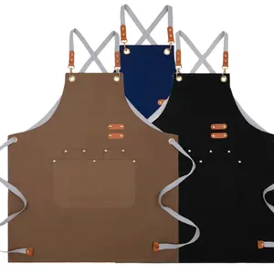 Canvas Apron with Pocket, 1 Count Durable Working Apron with Cross-back Straps, Adjustable Neck Straps Apron for Men & Women, Household Items, Kitchen Cooking Aprons, Christmas Gift, Winter Apron,Autumn Apron