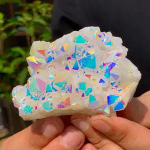 Angel Aura Quartz Cluster, Rainbow Quartz Crystal, Aura Crystal Cluster, Natural Stone Cluster, Healing Crystal Mineral Specimen Home Decor