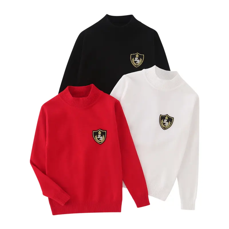 3-piece boy autumn and winter round neck fashion sweater boy comfortable trendy preppie style children's fashion Joker round neck long sleeve Top Fall Preppy