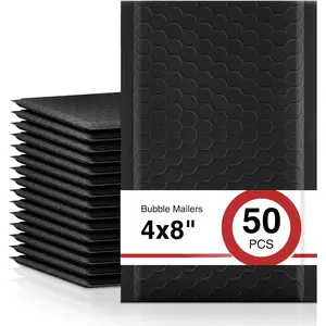 Bubble Mailers 4x8 Inch 50 count Black Bubble Envelopes, Self-Seal Adhesive,Water Resistance, Padded Envelopes for Small Items, Small Business, Shipping Bags, Packaging, Mailing Bulk#000