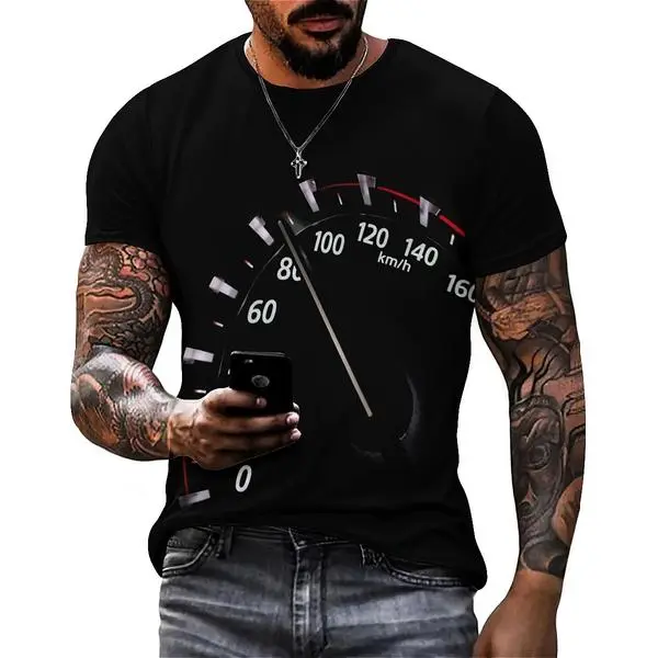 KEYPOSE-【Fashion New Arrival】Men's 3D Digital Speed Graphic Printed T-Shirt, Comfortable Short-Sleeve Pullover, Men's Summer Outdoor Apparel Menswear Top graphic tee graphic t-shirts shirts men cactus jack y2k  Streetwear Clothes