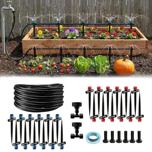 118FT Drip Irrigation System, Garden Watering System, Quick-Connect Drip Irrigation Kit for Lawn Raised Bed Greenhouse,  Watering System with 1/4'' Drip IrrigationTubing, Drip Emitters,Connectors