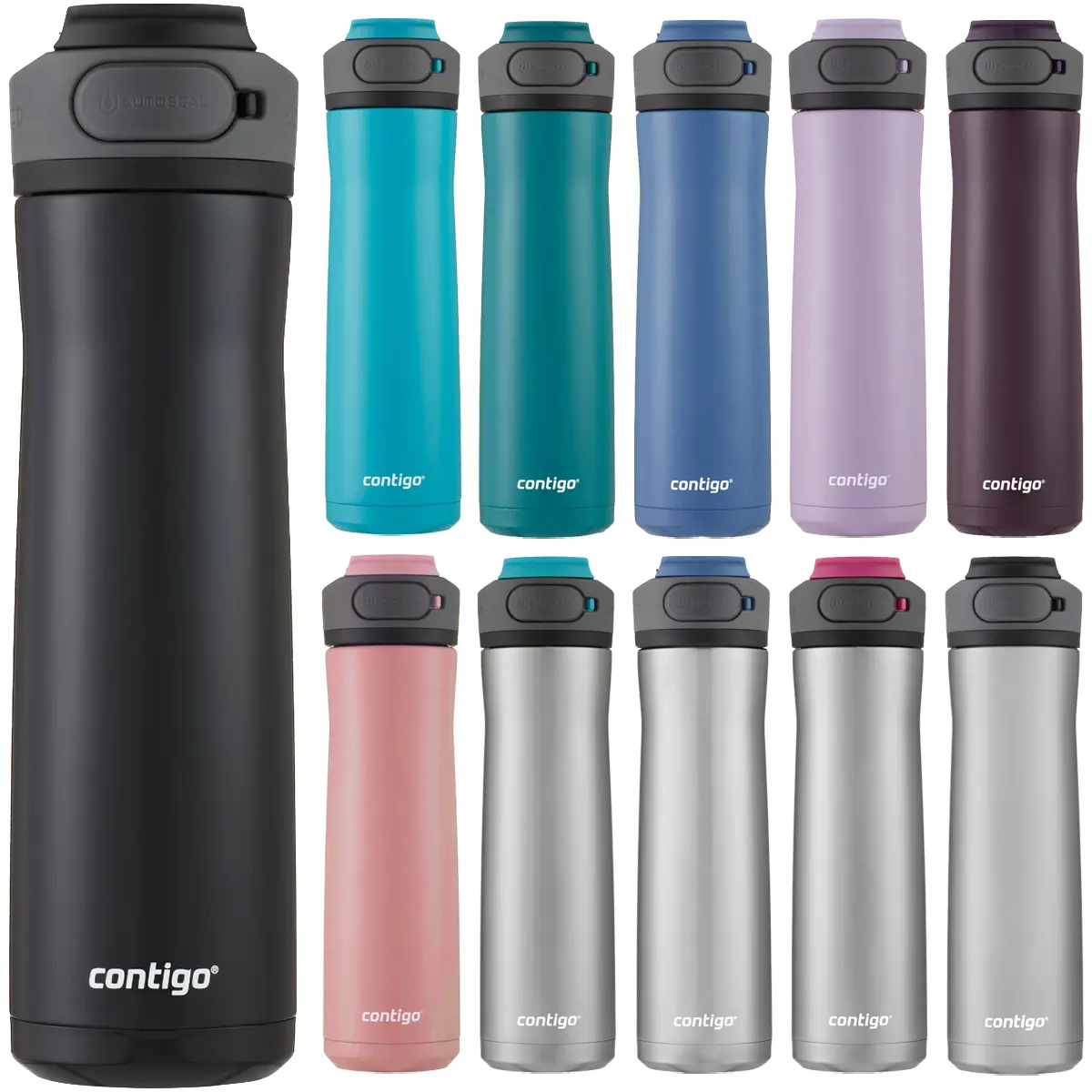 Contigo Cortland Chill 2.0 24 oz Portable Vacuum Insulated Stainless Steel Water Bottle - BPA-Free, Button Cover Lid, Adult-Friendly Vacuum Flask with Superior Insulation