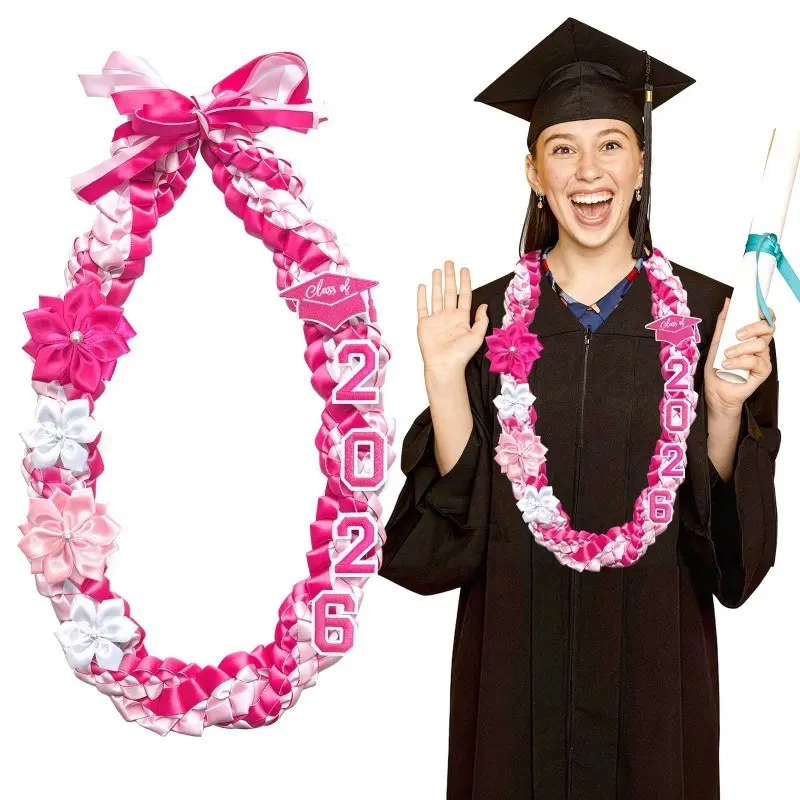 2026 Graduation Ribbon Wreath with 4 Satin Flowers, Congratulations Gift Wreath, Decorative Wreath, High School and University Graduation Gifts, Graduation Party Decorations