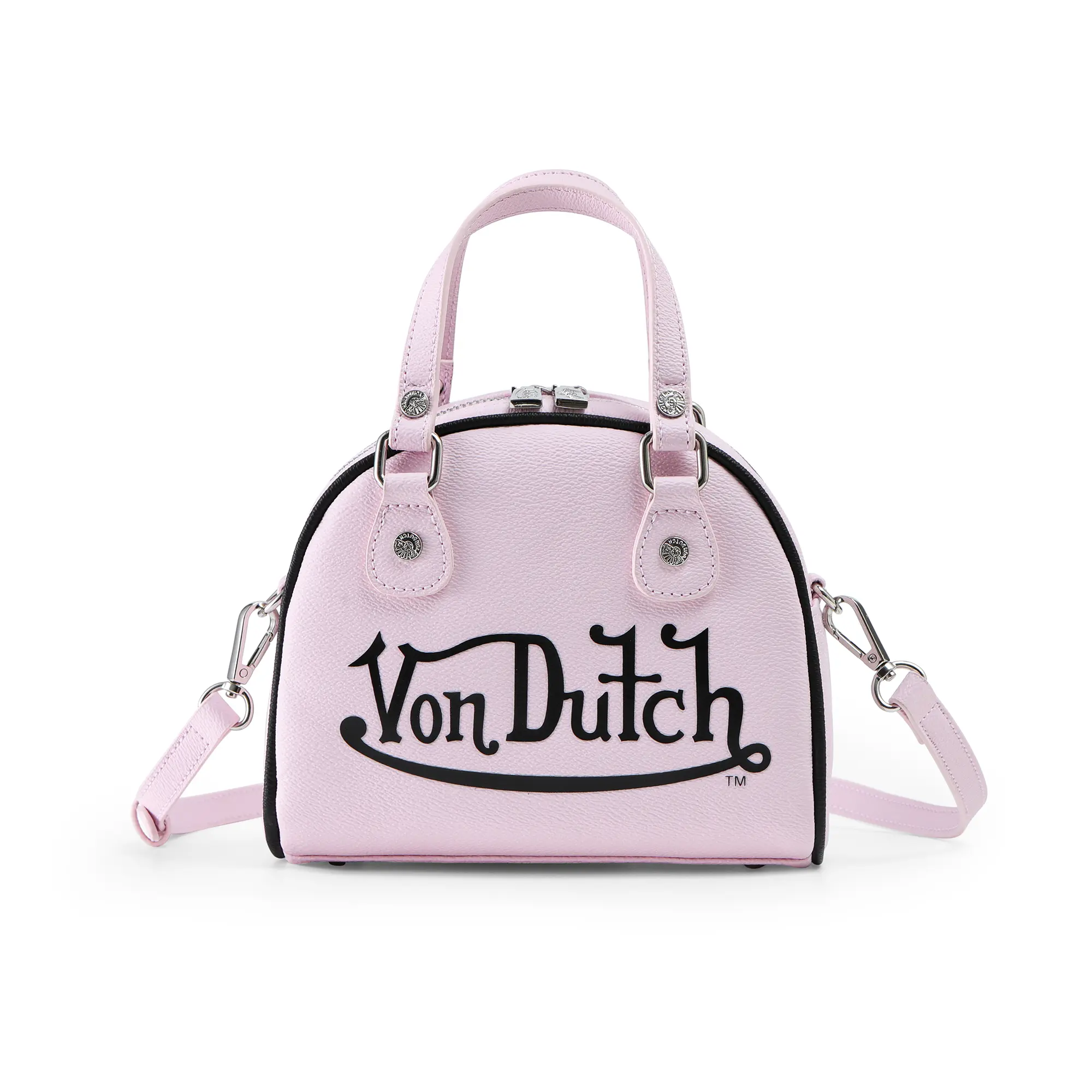 Pink and Black Two-Tone Bowling Bag