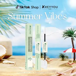 KEYYOU Lash Bond & Seal 10ML Waterproof Cluster Lash Glue with Mascara Brush for Eyelash Extensions Strong Gentle Lash Cluster Glue Latex-Free #Summervibes