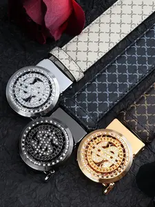 Men's Fashion Belt, Fashion Belt for Party, Daily Clothing Decor, Trendy All-match & Exquisite Belt for Birthday Gift, Rhinestone Buckles Belt