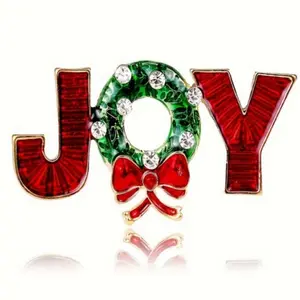 Bow Pin, Letter Joy Oil Drop Flower Brooch, Western Accessory, Elegant Lapel Button, Perfect Gift Idea