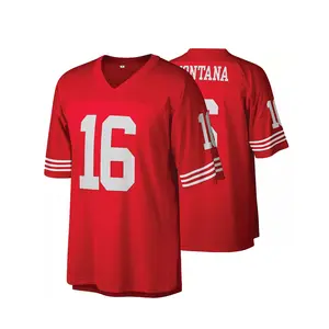 Men's 16# Sewing embroidery letters numbers High quality outdoor sportswear MONTANA jersey American football style Rde 1989 MN