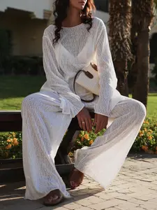 Lightweight Loose Comfortable Vacation Style Long Sleeve Pants Set, Home Wear Two-Piece, Casual Loungewear for Women