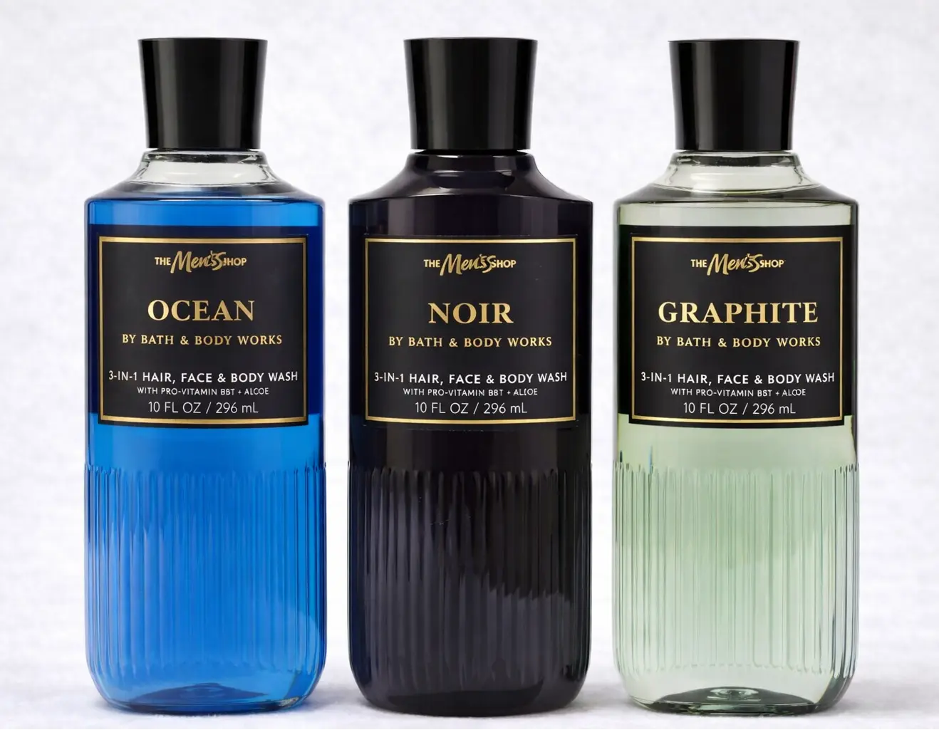 OCEAN + NOIR + GRAPHITE Bath & Body Works Men’s Body Wash 3-Pack – 10 oz Each