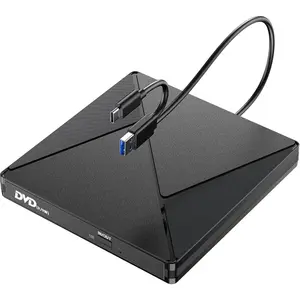 External CD Drive For Laptop, Mac. USB 3.0 USB C Portable CD Burner, External Disk Drive, DVD Reader Writer ROM Drive Compatible with Laptop,Desktop,Mac, Windows 10/8/7, Linux
