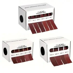 Aluminum Oxide Sandpaper Roll Set with Distributor, 6 Grits 80-600, for Block Sander Metal Glass Woodworking Abrasives
