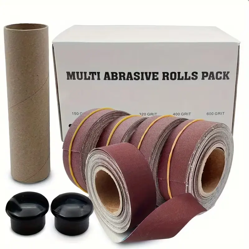 Emery Cloth Sandpaper Roll, 80-600 Grits with Dispenser, Ideal for Metal, Automotive, Furniture & Wood, No Coating, Aluminum Oxide, Heavy Duty