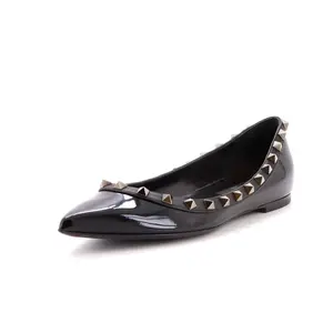 Pre-owned Valentino Garavani Women's Rockstud Ballerina Flats Patent by Rebag